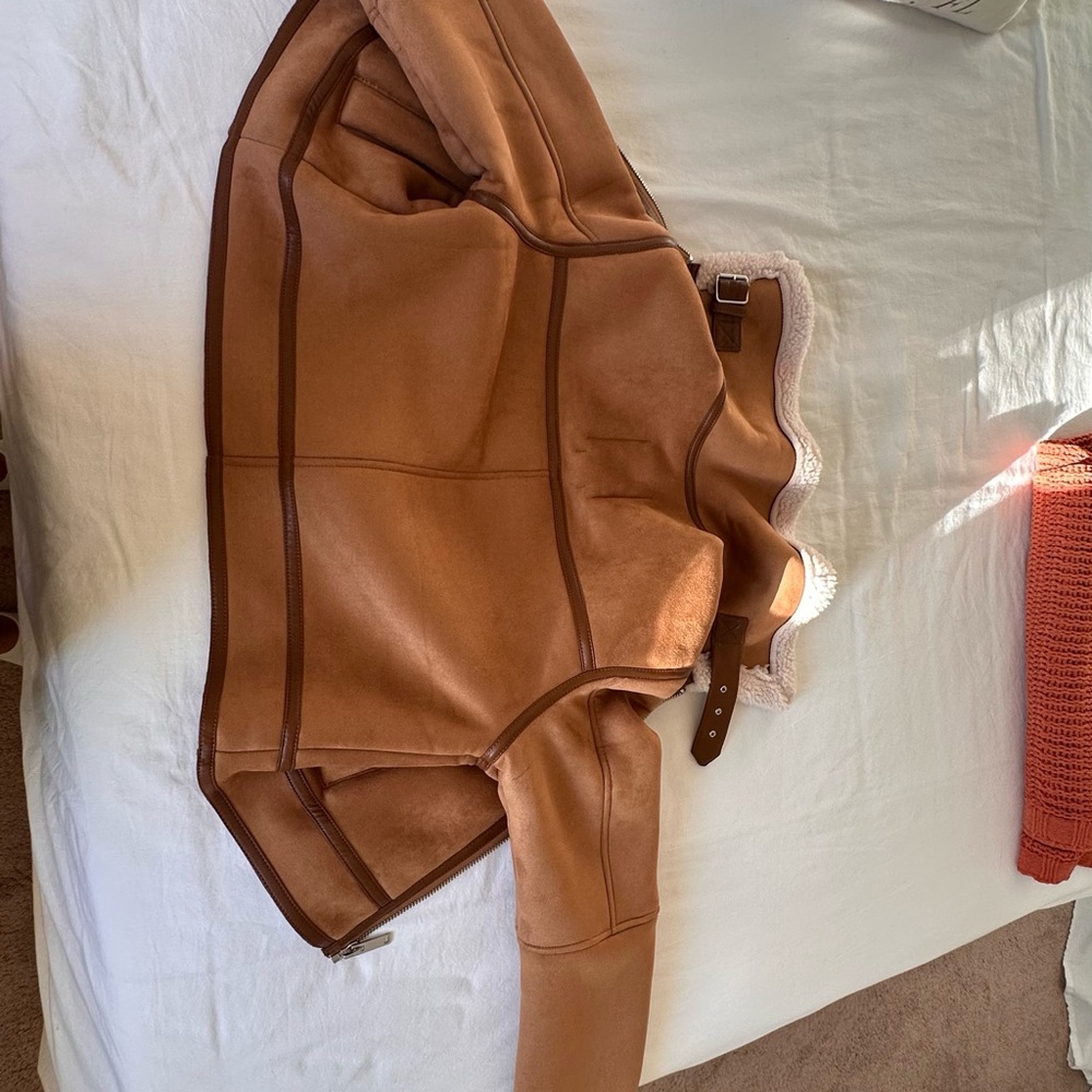 Vegan Suede Shearling Coat - Picture 7 of 11
